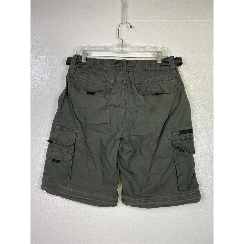 BC Clothing Cargo Shorts MX32 Mens Gray Belt‎ Stretch zip Outdoor Hiking Fishing